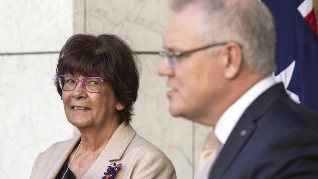 Pat Turner and then prime minister Scott Morrison release the National Agreement on Closing the Gap in 2020. Picture: NCA NewsWire/Gary Ramage