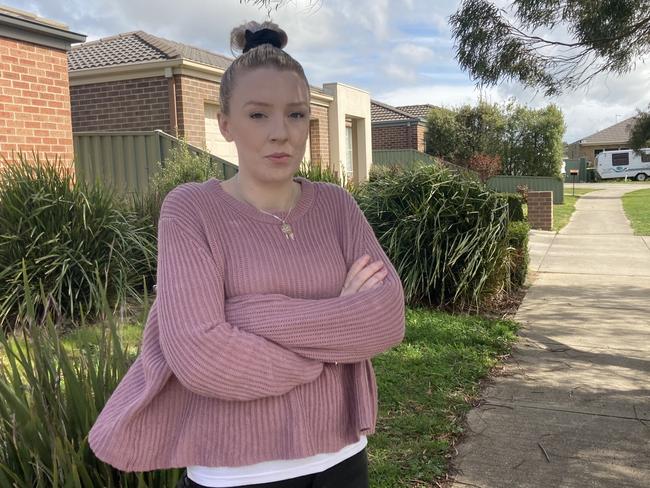 Ballarat woman Zoe Lee Buhler outside her home.