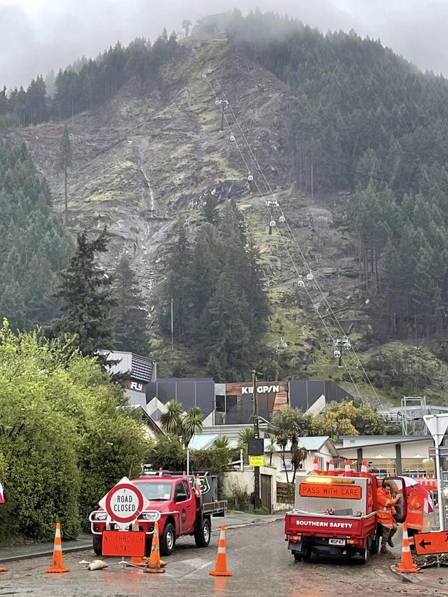 The rain caused a landslip at Queenstown’s iconic Skyline Gondola. Picture: Facebook/Joseph Mooney