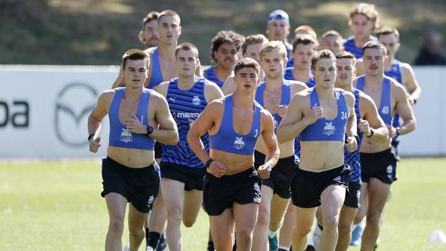 North Melbourne players back at pre-season training. Picture: Michael Klein