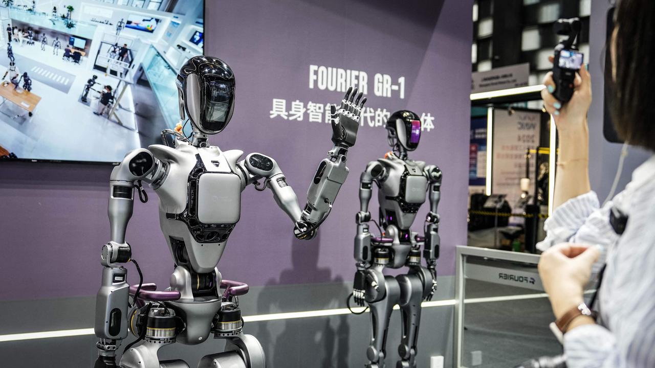 Fourier's GR-1 humanoid robots are displayed during the World Artificial Intelligence Conference (WAIC) in Shanghai on July 4, 2024. Picture: AFP