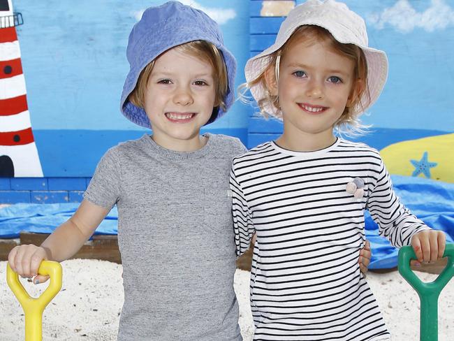 Twins Mila, right, 4, and Zach, 4, at Paradise Point Kindyland. Picture: Tertius Pickard