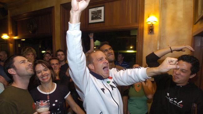 News 26/6/06 Soccer Fans parting at Shenanigans ahead of tonights game against Italy. Pictured is Stefan Baggi.. Photo: Aaron Francis
