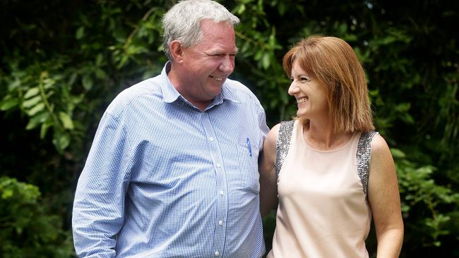 Tim Mulherin with his wife Erin in 2015. The pair met at the Criterion Hotel in Rockhampton in 1993. Photo: Mark Calleja