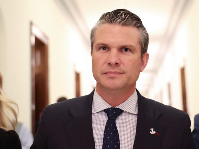 WASHINGTON, DC - DECEMBER 04: U.S. President-elect Donald Trump's nominee to be Secretary of Defense Pete Hegseth arrives for a meeting with U.S. Sen. Joni Ernst (R-IA) at the U.S. Capitol on December 4, 2024 in Washington, DC. Hegseth continues to meet with Senate Republicans on Capitol Hill as new allegations of alcohol abuse and sexual misconduct have emerged.   Kevin Dietsch/Getty Images/AFP (Photo by Kevin Dietsch / GETTY IMAGES NORTH AMERICA / Getty Images via AFP)