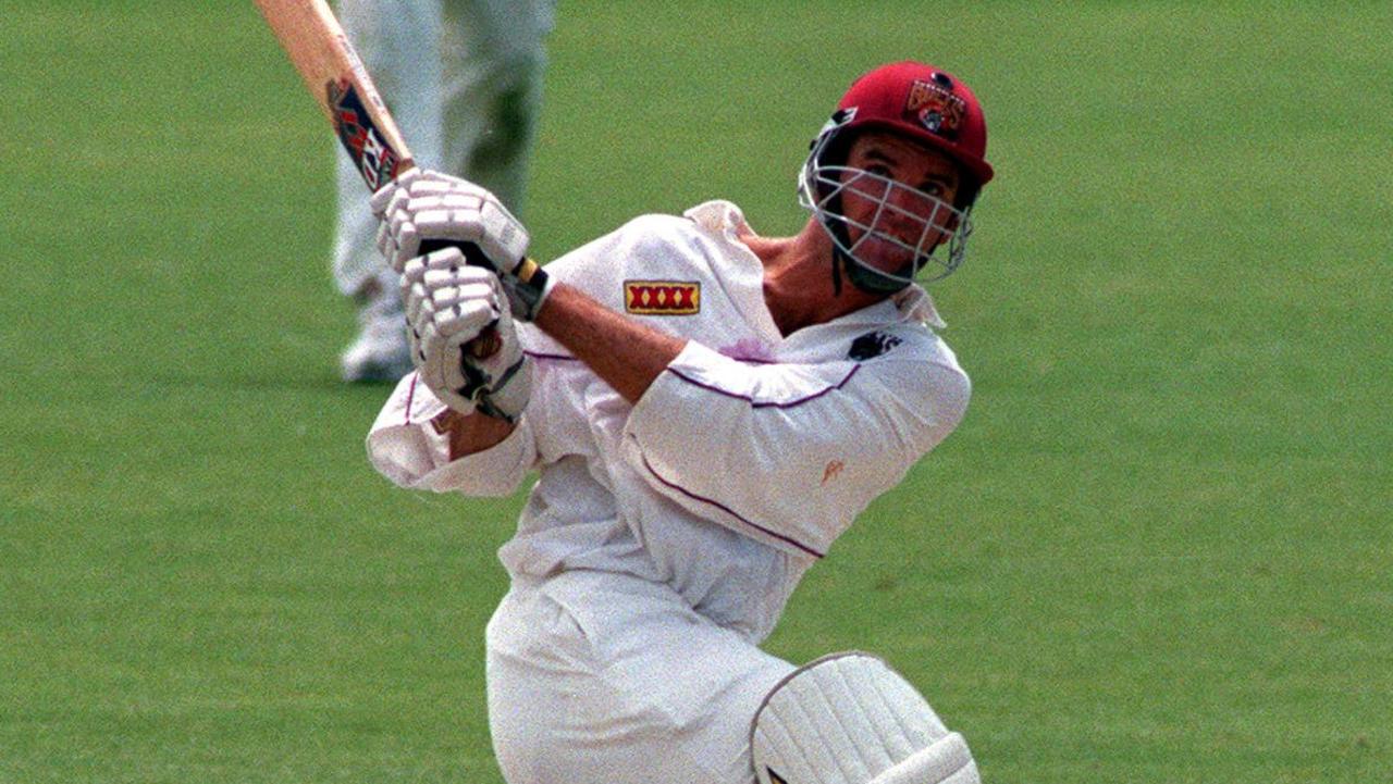 Geoff Foley of Queensland hits a boundary during his innings of 72 in the Sheffield Shield match between South Australia in 1997.