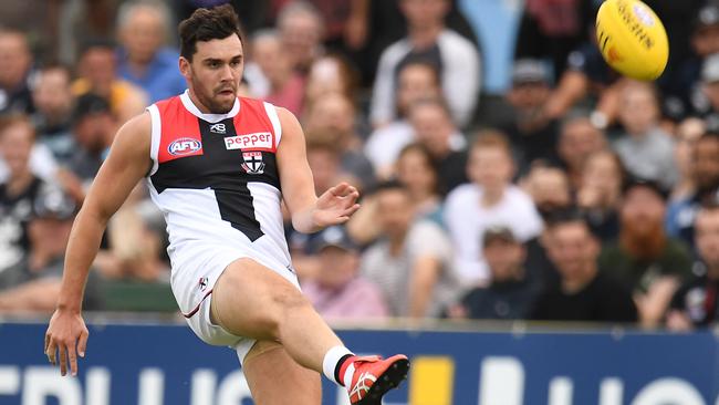 Paddy McCartin takes a shot at goal during the JLT Series. Picture: AAP Images