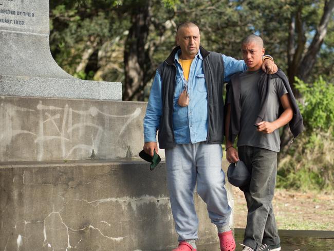 Cliff Curtis and James Rolleston in the film The Dark Horse. Picture: Supplied.