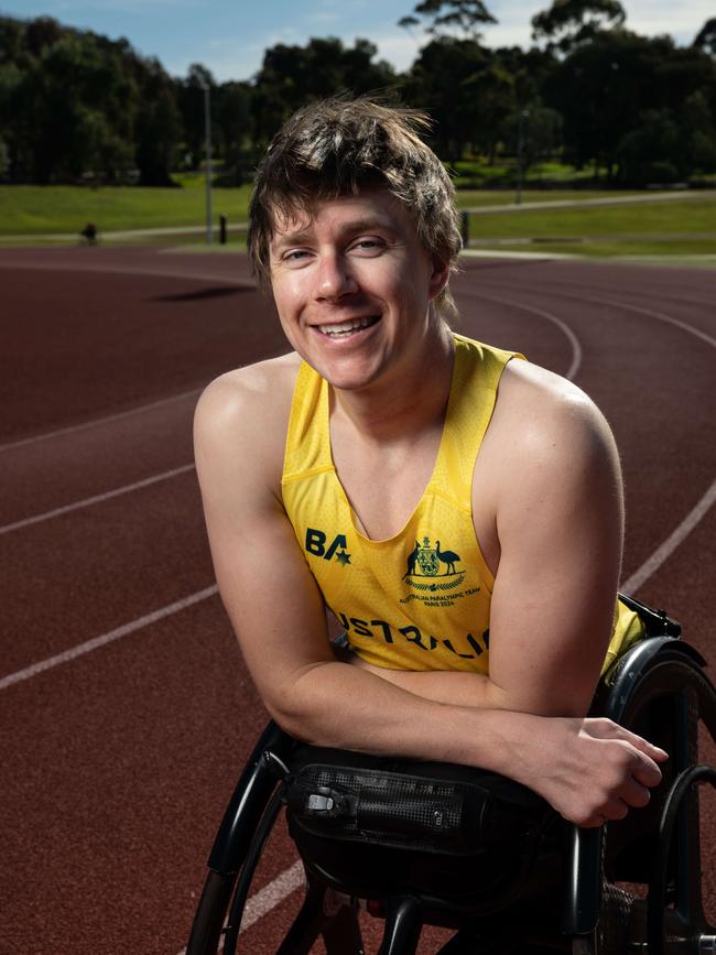 Geelong wheelchair sprinter Sam McIntosh wants to embrace the crowds in Paris after the “weird experience” of the Covid-affected Tokyo Games. Picture: Brad Fleet