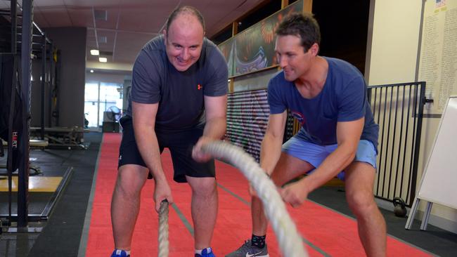 Craig Hutchison working out in preparation for hosting The Footy Show in 2017. Picture: Channel 9