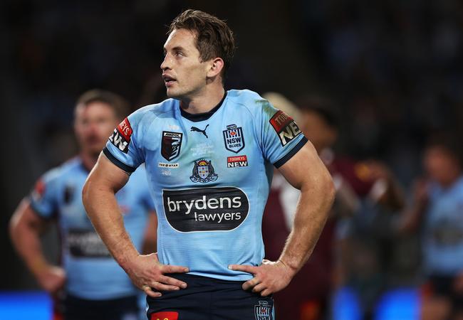 Cameron Murray after the Blues conceded a try to Valentine Holmes (Photo by Mark Kolbe/Getty Images)