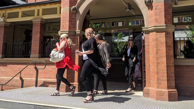 Family and friends of Allecha Boyd walking out of Wagga courthouse.