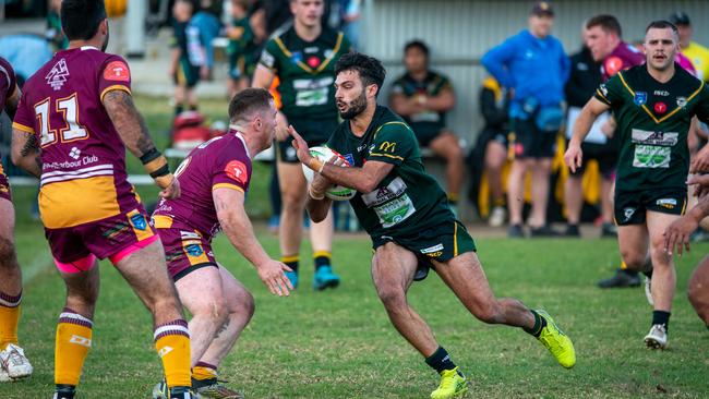 Shellharbour Stingrays Vs Sharks. Jake Horton charging the line. Picture: Thomas Lisson