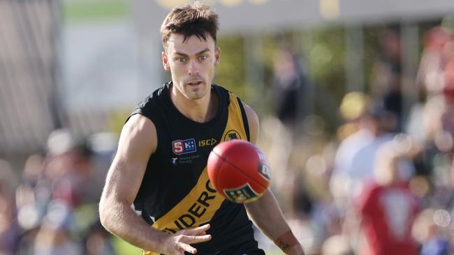 Luke Partington in action for Glenelg. Picture: SANFL Image/David Mariuz