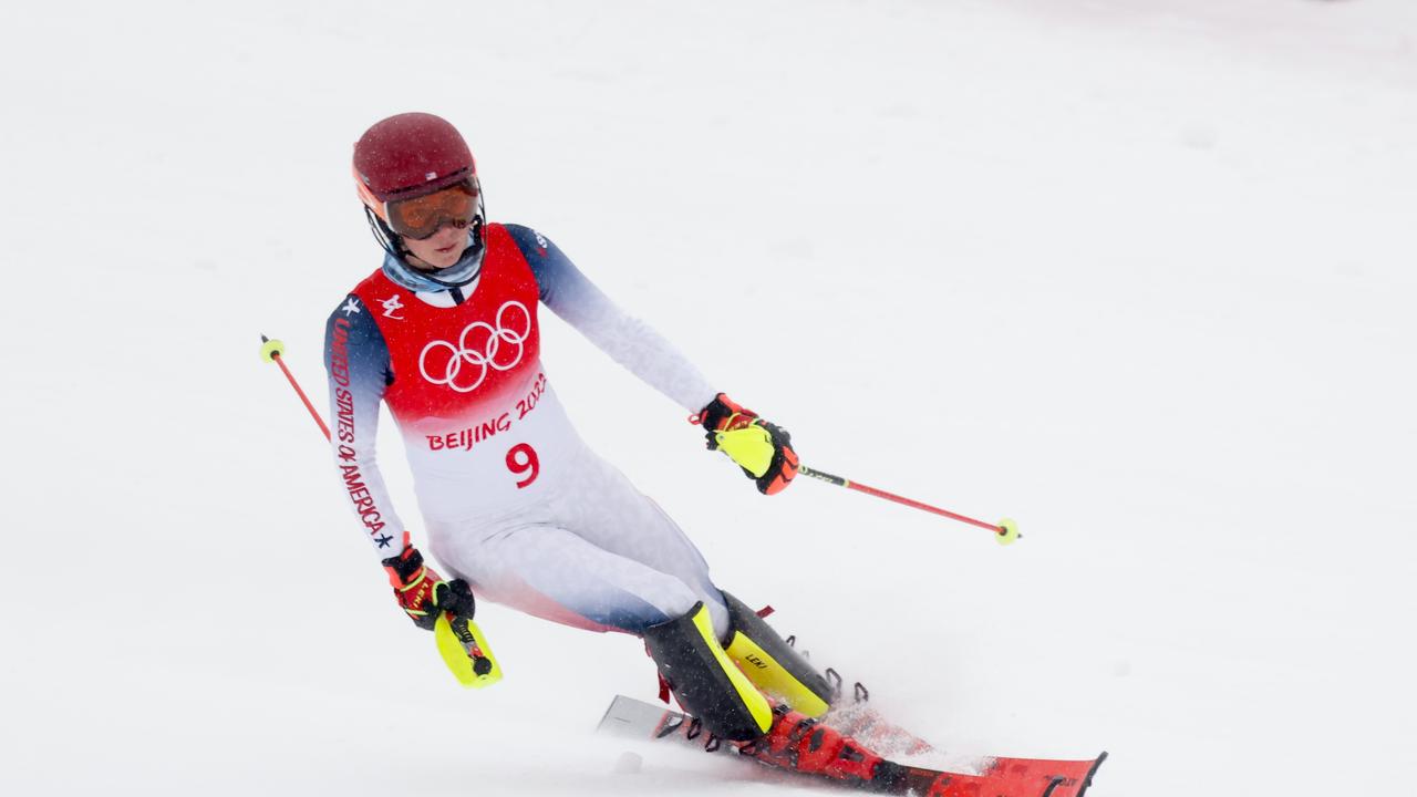 Shiffrin wiped out for the third time. Photo by Alexis Boichard/Agence Zoom/Getty Images