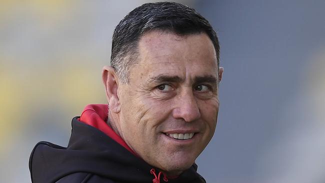 TOWNSVILLE, AUSTRALIA - SEPTEMBER 06: Dragons assistant coach Shane Flanagan looks on before the start of the round 17 NRL match between the North Queensland Cowboys and the St George Illawarra Dragons at QCB Stadium on September 06, 2020 in Townsville, Australia. (Photo by Ian Hitchcock/Getty Images)