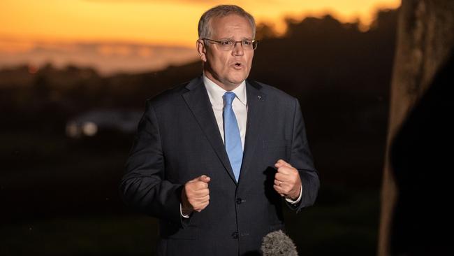 Scott Morrison’s claim to a fourth Coalition term will be based on the case for stability and staying the course during times of deep uncertainty and risk. Picture: Jason Edwards