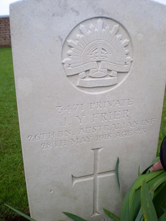 James Frier’s grave in France.