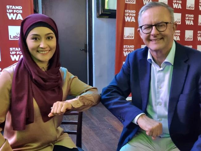 Western Australian Labor senator Fatima Payman with Anthony Albanese.