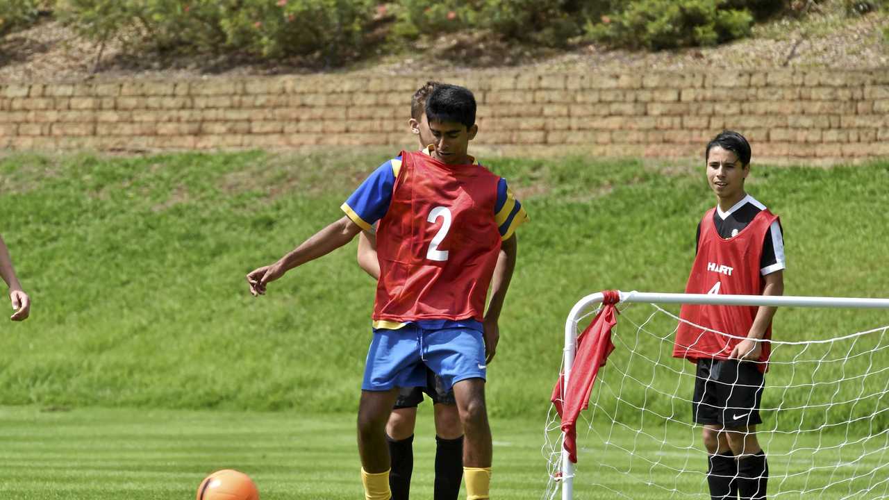 IN CONTROL: Kavinda Perera focuses on controlling the ball during a skills session. Picture: Bev Lacey