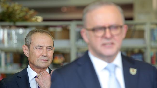 WA Premier Roger Cook with Prime Minister Anthony Albanese. Picture: NewsWire/Philip Gostelow