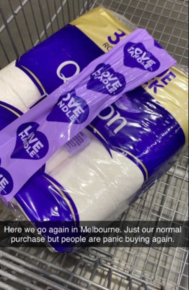 A customer said she saw panic buying in action in Melbourne today. Picture: Instagram.