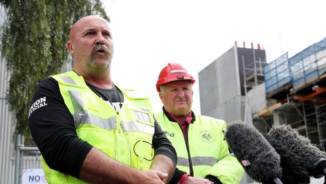 CFMMEU assistant secretary Shaun Reardon has flagged the union is considering suing builder McConnell Dowell and Victoria Police. Picture: Jennifer Holdsworth