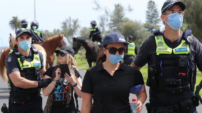 The protesters changed location twice in a bid to evade police. Picture: Alex Coppel