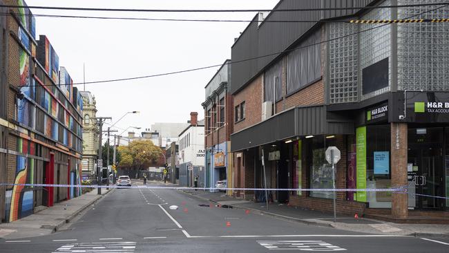 Police tape at the scene of the Love Machine nightclub after the shooting.