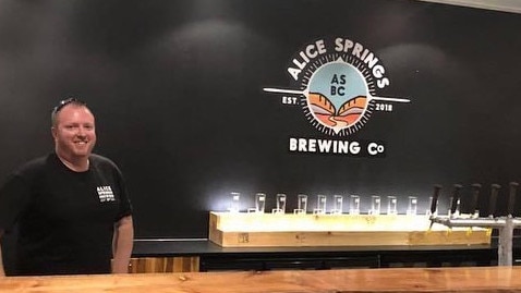 Alice Springs Brewing Co founder Kyle Pearson the day they soft-opened the brewery in September 2018. Picture: Supplied.