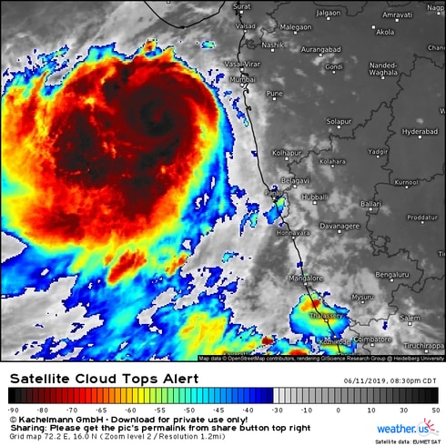 A huge cyclone is bearing down on India. Picture: Ryan Maue/Twitter