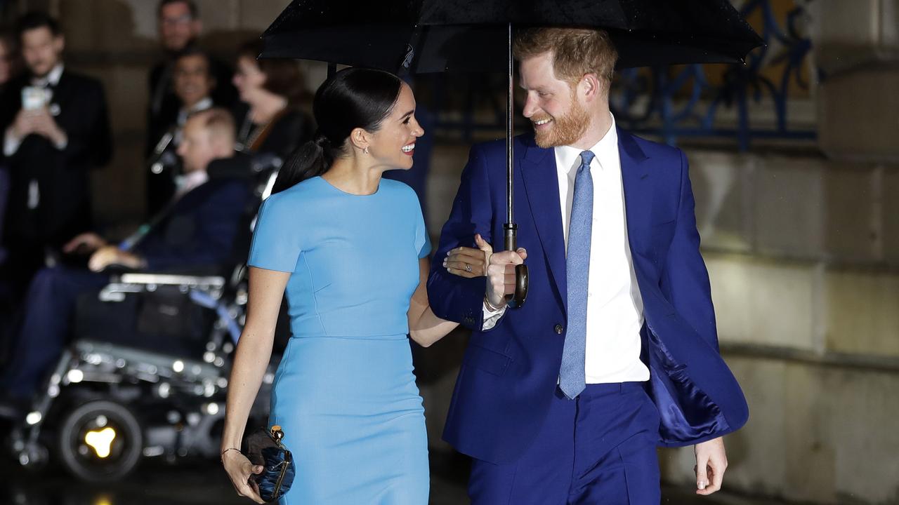 Meghan and Harry at one of their final engagements as senior royals in March. Picture: Kirsty Wigglesworth/AP