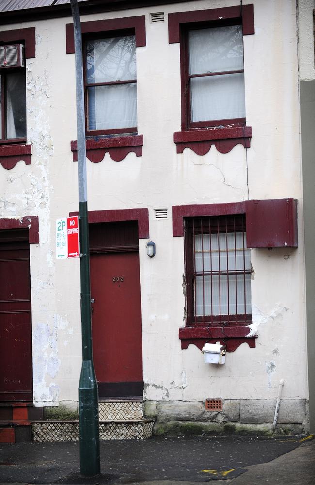 Juanita Nielsen’s terrace house as 202 Victoria Street in Kings Cross still stands today. Picture: Phil Rogers