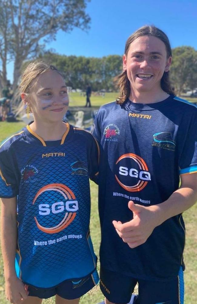 Sunshine Coast junior rugby union stars Makenna and Nate Thompson.