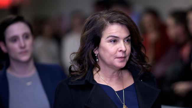 Annabella Sciorra arrives to give evidence last month. Picture: AFP