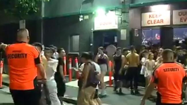 Patrons leaving Festival Hall, the scene of a mass overdose. Picture: 7 News Melbourne