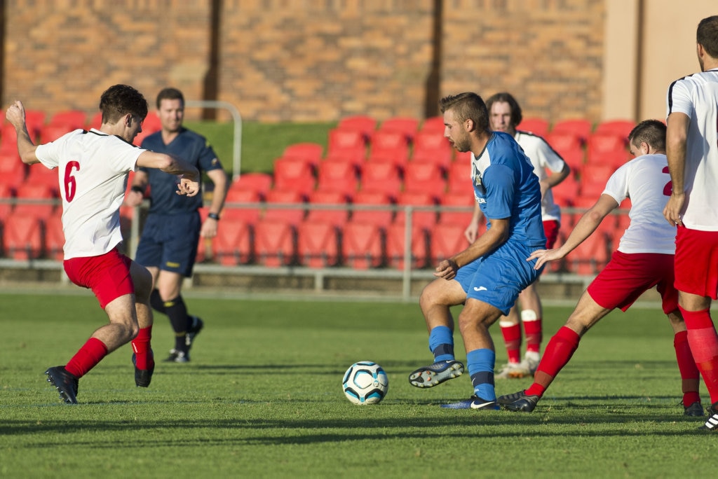 Anthony Grant for South West Queensland Thunder against Redlands United in NPL Queensland men round eight football at Clive Berghofer Stadium, Saturday, March 23, 2019. Picture: Kevin Farmer