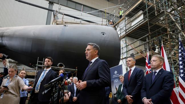 Defence Minister Richard Marles at ASC’s submarine yard at in Adelaide. Picture: NCA NewsWire / Kelly Barnes