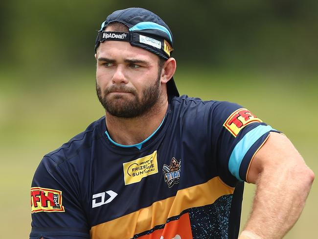 Forward Keegan Hipgrave at Titans training. Picture: Chris Hyde/Getty Images