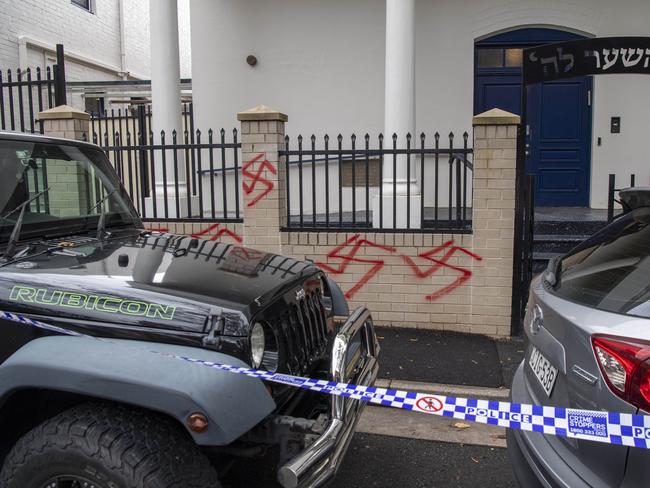 Anti Semitic attack on the Newtown Synagogue. Picture: NewsWire / Simon Bullard.