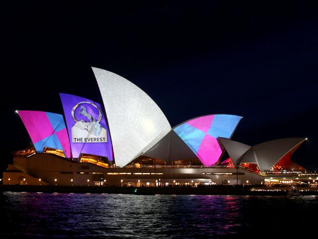 SYDNEY, AUSTRALIA - OCTOBER 09:  The Sydney Opera House is seen promoting The Everest race during the TAB Everest Barrier Draw on October 9, 2018 in Sydney, Australia.  (Photo by Jason McCawley/Getty Images for The ATC)