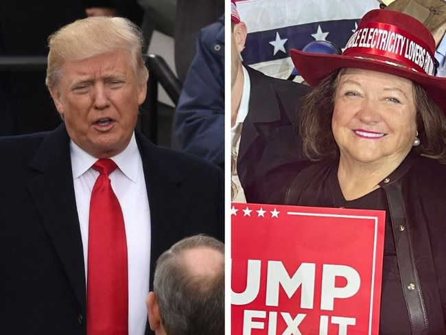 Donald Trump and Gina Rinehart, who will be at Monday's inauguration.