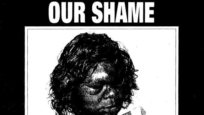 The ‘OUR SHAME’ cover of Review in The Weekend Australian