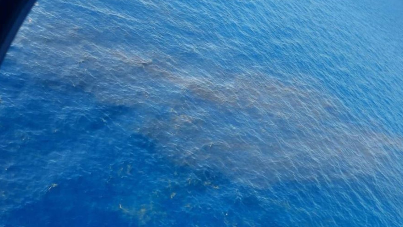 An oil slick was spotted by an Indonesian search crew. Picture: Indonesian Navy