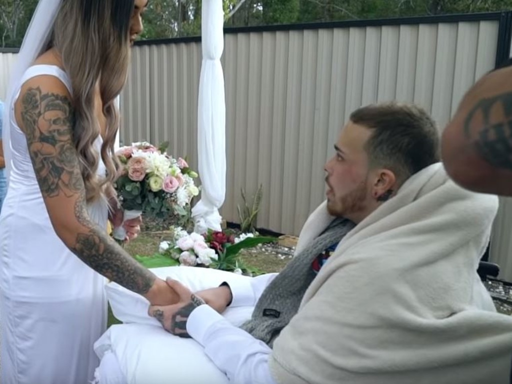 Navar and Maia wed in an emotional backyard ceremony. Picture: Dion Taumata/YouTube