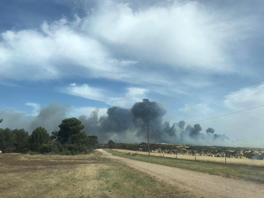 Smoke over Port Lincoln from the Duck Ponds fire. Picture: Simone Bertram