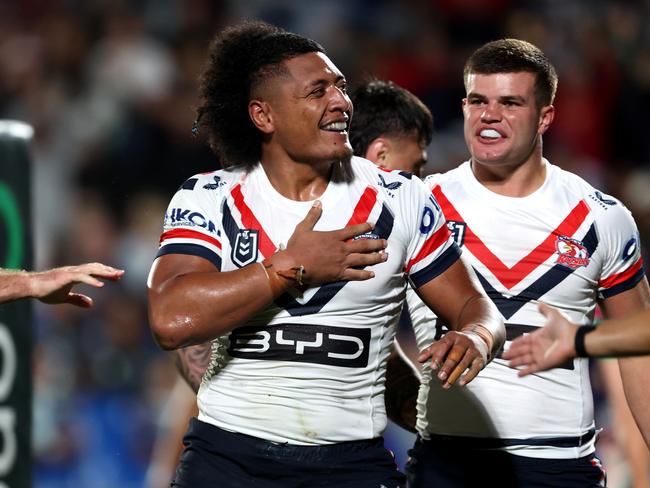 Naufahu Whyte scored a rare try for the Roosters. Picture: Getty Images