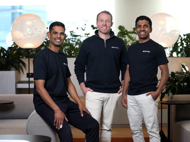 Sucasa founders (L-R) Marian Emmanuel, Adam Trouncer and Mario Emmanuel. The trio founded the businesses to facilitate mortgages for those that don't have the typical 20 per cent deposit. Jane Dempster/The Australian.