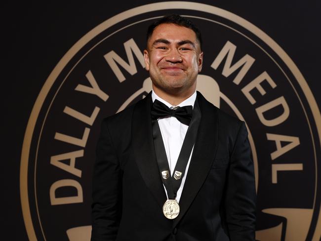 DAILY TELEGRAPH OCTOBER 2, 2024. Jahrome Hughes the 2024 Dally M Award winner at the ceremony held at Royal Randwick Racecourse. Picture: Jonathan Ng