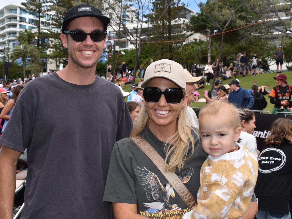 Kylie Werner, Cuba Werner and Nick Gray at the Sunshine Coast Ironman 70.3 at Mooloolaba 2022.